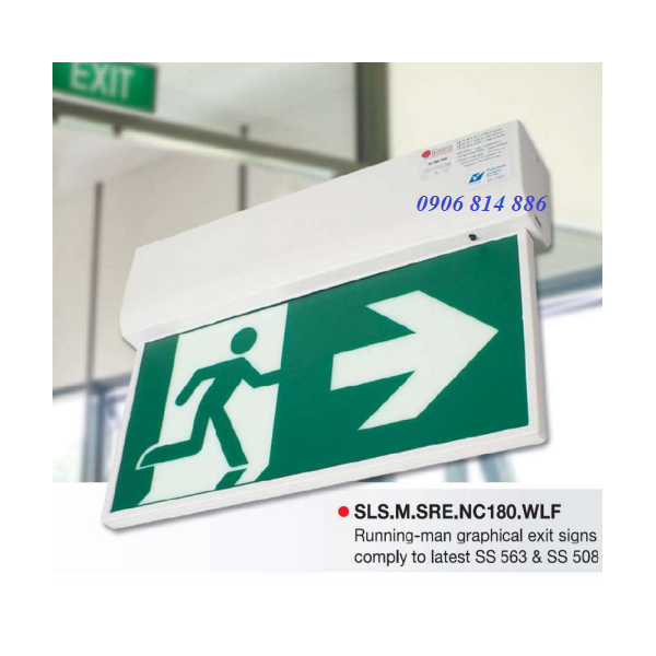 Đèn Exit 1 mặt treo trần SLS.M.SRE.NC180.WLF